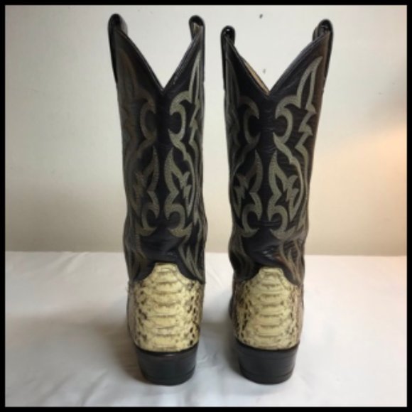 Tony Lama Vintage Natural Python Western Stitching Boots Style #8114 Size 7.5 D - Picture 7 of 16